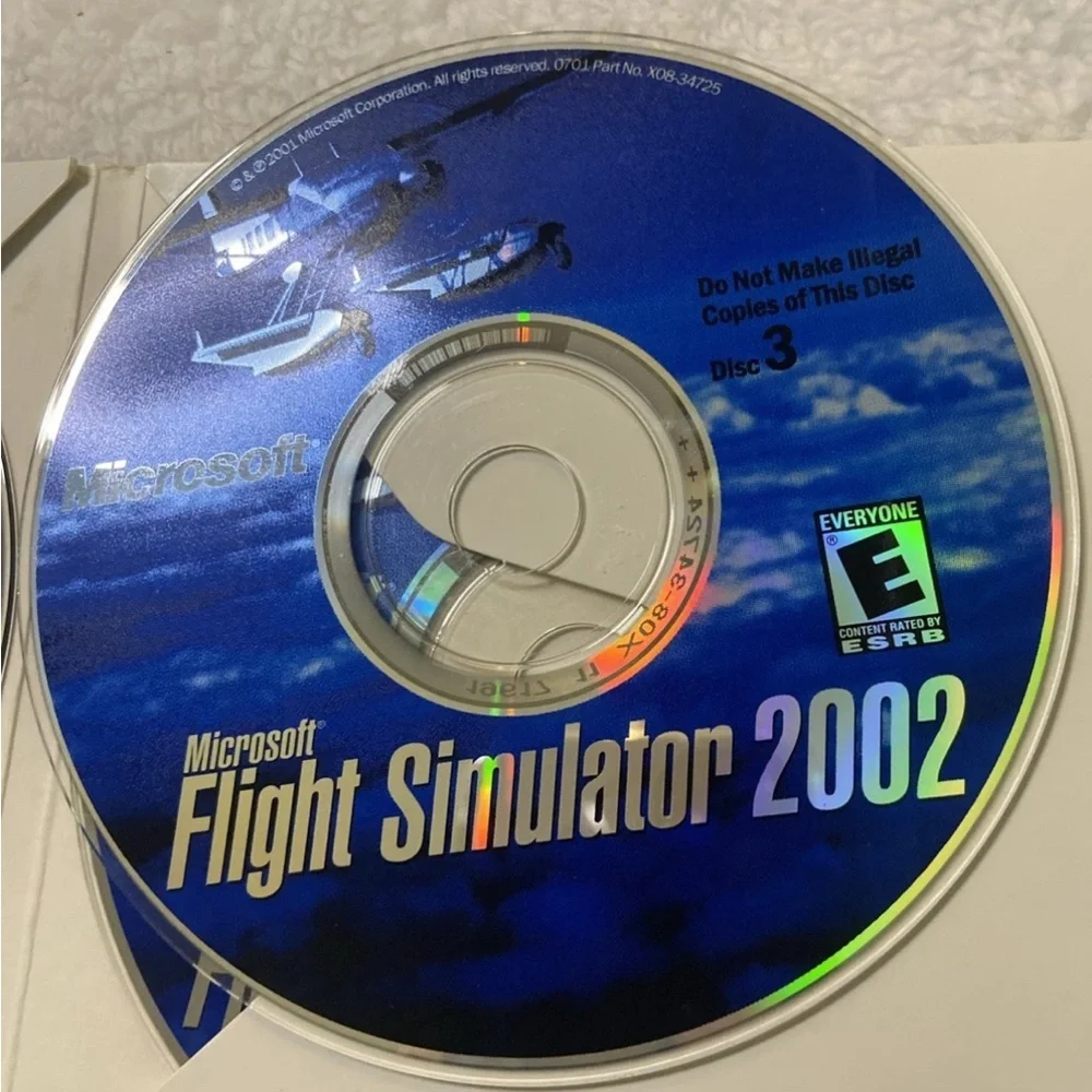 Microsoft Flight Simulator 2002 Vintage Video Game PC CD ROM 3-Disk